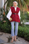 Burgundy Waist Belted Vest - 3