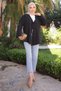 Black Front Tie Kimono - 3
