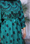 Emerald Green Patterned Skirt Tiered Viscon Dress - 5