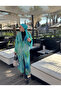 Qymos Prive Summer, Beach, Casual Kimono Kaftan Pareo in Turquoise Green Tie-Dye Colors - 8