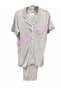 -24653- Front Open Pink Striped Pajama Set-