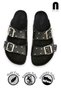 Daily Women's Black Slippers Double Buckle Metal Detailed Soft Orthopedic Cork Sole Shoes 118 - 6