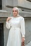 Women's Baby Collar Lace Detailed Hijab Dress Ecru - 5