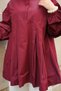 Women's Balloon Sleeve Pleated Detailed Tunic Claret Red - 8