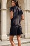 Black Shirt Collar, Wooden Button Detailed Shirt and Pocket Detailed Shorts Set - 2