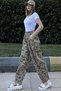 Women's Khaki & Brown Elastic Waist, Pocket, Patterned Gabardine Fabric, Loose Trousers - 5
