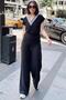 Black Spanish Wide Leg, Elastic Waist, Linen/Airobin Fabric, Loose, Pocketed, Inner Wearing Pants