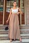 Women's Mink Elastic Waist, Pockets, Wide Legs, Loose Crepe Trousers - Suitable for Hijab - 6