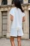 White Shirt Collar, Wooden Button Detailed Shirt and Pocket Detailed Shorts Set - 2