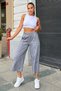 Women's Black Elastic High Waist, Pockets, Slits, Wide Legs, Loose Linen Capri Pants - 3