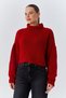6883 Women's Ruffle Detail Crop Knit Sweater Red - 3