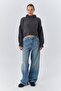6883 Women's Ruffle Detail Crop Knit Sweater Anthracite - 2