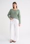 6933 Women's Boat Neck Thin Seasonal Knitwear Sweater Mint - 2