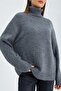 6907 Women's Ribbed Detailed Knitwear Sweater Anthracite - 4