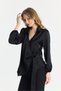 Ceemoda Double-Breasted Side Tie Satin Blouse Shirt - 5