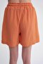 4548 Women's Elastic Waist Muslin Shorts Orange - 6