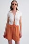 4548 Women's Elastic Waist Muslin Shorts Orange - 4