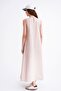 4690 Women's Crew Neck Zero Sleeve Midi Parachute Dress Stone - 6