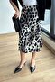 4647 Women's Elastic Waist Leopard Satin Skirt Soil