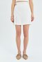 4565 women's slit linen skirt with buckle detail - ecru - 4