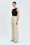 4315 Women's Elastic Waist Palazzo Trousers Beige - 3