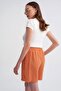 4548 Women's Elastic Waist Muslin Shorts Orange - 7