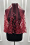 Burgundy Wedding Veil Set, Glass Beads and Sequins Printed Henna Veil Set 6 Pieces - 3