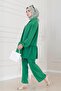 Tunic Suit with Flared Skirt-Green