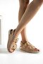 Mia Beige Sport Gold Buckle Women's Sandals - 4