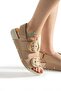 Mia Beige Sport Gold Buckle Women's Sandals