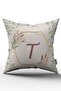 Lettered Throw Pillow Cover - Letter T - Decorative Digital Printed Cushion Cover with Letters - Pillow Case - 2