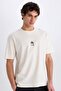 100% Cotton Boxy Fit Crew Neck Back Printed Short Sleeve T-Shirt E0909Ax25Sm - 3
