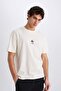 100% Cotton Boxy Fit Crew Neck Back Printed Short Sleeve T-Shirt E0909Ax25Sm - 4