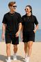 Unisex Oversize Two Thread Cotton Summer Shorts Set.Single