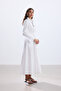 Ekru Poplin Shirt Dress with Pocket Detail - 6