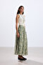 Pastel Green Floral Patterned Chiffon Skirt - 5
