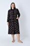 Women's Plus Size Cotton Blend Velvet Buttoned Dress / Black - Red 3772 - 5
