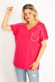 Women's Large Size Fujya Shoulder and Pocket Glitter Detailed Blouse 65n34526