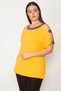 Women's Large Size Yellow Blouse with One Shoulder and Glitter Detail on the Collar 65n29510 - 6