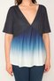 Women's Large Size Colorful Tie-Dye Patterned V-Neck Blouse 65n32896 - 5