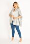 Women's Large Size Gray Glitter Detailed Cape 65n18922 - 3