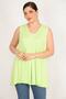 Women's Green Large Size Front A Pleated V-Neck Sleeveless Tunic 65n36082 - 3