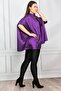 Women's Large Size Purple Glitter Detailed Cape 65n18922 - 3
