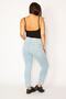 Women's Large Size Blue Front Cup Detailed Lycra Denim Trousers with Elastic Side Belt 65n34332 - 6