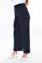 Women's Plus Size Navy Blue Wide Elastic Waist Lycra Jersey Trousers 65N37845