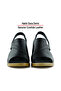 Saules Plus Black Genuine Calfskin Cutout Detailed Rubber Band Thick Heeled Sandals - 6