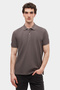 Regular Fit Anthracite Pique Textured 100% Cotton Non-Curling Polo Neck Embroidered T-Shirt