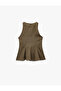 Loose Fit Sleeveless Crew Neck Linen Peplum Blouse - 4