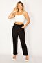 Women's Black Plus Size Lycra Sandy Fabric Iron Mark Stitched Pocket Trousers 65N36428 - 6