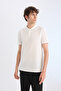 Slim Fit Tight Fit Stand Collar Textured Short Sleeve Waffle Polo T-Shirt Z4262Az23Sp - 4